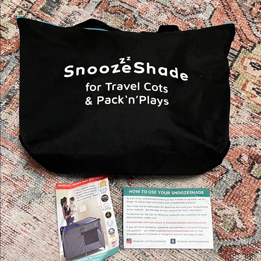 Snoozeshade Black Travel Cot Cover for pack n plays